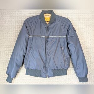 Vintage Camel Jacket Men's Medium Navy Goose Down Puffer Bomber Coat 90's